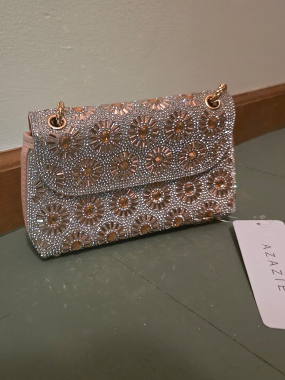 Rhinestone Sunburst Shoulder Bag